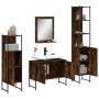 Set Mobili da Bagno 4 pz Rovere Fumo in Legno Multistrato