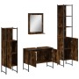 Set Mobili da Bagno 4 pz Rovere Fumo in Legno Multistrato