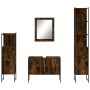 Set Mobili da Bagno 4 pz Rovere Fumo in Legno Multistrato