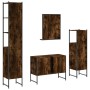 Set Mobili da Bagno 4 pz Rovere Fumo in Legno Multistrato