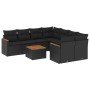 Set Divani da Giardino 9 pz con Cuscini Nero in Polyrattan