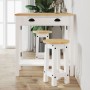 Set da Bar 3 pz Bianco in Legno Massello di Pino