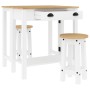 Set da Bar 3 pz Bianco in Legno Massello di Pino