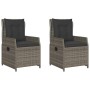 Sedie da Giardino Reclinabili 2 pz Grigio Polyrattan