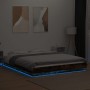 Giroletto con Luci LED Rovere Fumo 160x200 cm Legno Multistrato