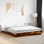 Giroletto con Luci LED Rovere Fumo 160x200 cm Legno Multistrato