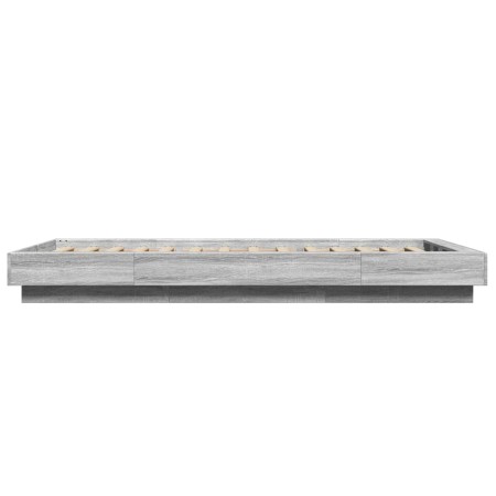 Giroletto Luci LED Grigio Sonoma 90x190 cm in Legno Multistrato