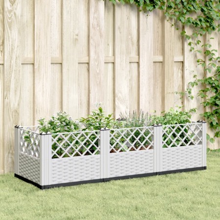 Fioriera da Giardino con Picchetti Bianca 123,5x43,5x43,5 cm PP