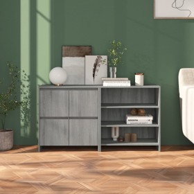 Credenze 2 pz Grigio Sonoma in Legno Multistrato