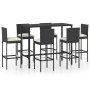 Set Bar da Giardino 7 pz con Cuscini in Polyrattan Nero