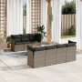 Set Divano da Giardino 8 pz con Cuscini Grigio in Polyrattan