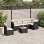 Set Divani da Giardino con Cuscini 7pz Nero Polyrattan