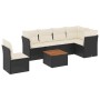 Set Divani da Giardino con Cuscini 7pz Nero Polyrattan