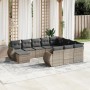 Set Divani da Giardino 11 pz con Cuscini in Polyrattan Grigio