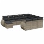 Set Divani da Giardino 11 pz con Cuscini in Polyrattan Grigio