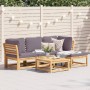 Set Salotto da Giardino 5 pz con Cuscini Legno Massello Acacia