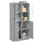 Credenza con Ante Grigio Cemento 68x37x142 cm Legno Multistrato