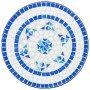 Set da Bistrot con Mosaico Blu e Bianco in Ferro e Ceramica