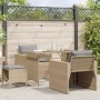 Set Divano da Giardino 4 pz con Cuscini Beige in Polyrattan