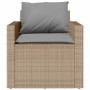 Set Divano da Giardino 4 pz con Cuscini Beige in Polyrattan