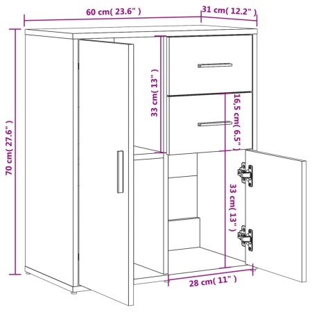 Credenza Grigio Sonoma 60x31x70cm in Legno Multistrato