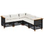 Set Divani da Giardino 5 pz con Cuscini in Polyrattan Nero