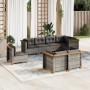 Set Divano da Giardino 8 pz con Cuscini Grigio in Polyrattan