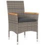 Set da Bistrò 3 pz con Cuscini Grigio Polyrattan Acacia