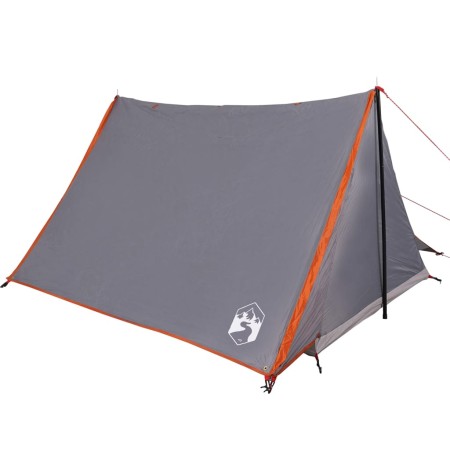 Tenda da Campeggio 2 Persone Grigio e Arancione Impermeabile