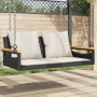 Panchina a Dondolo con Cuscini Nera 109x62x40 cm in Polyrattan