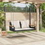 Panchina a Dondolo con Cuscini Nera 109x62x40 cm in Polyrattan