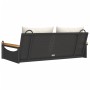 Panchina a Dondolo con Cuscini Nera 109x62x40 cm in Polyrattan