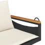 Panchina a Dondolo con Cuscini Nera 109x62x40 cm in Polyrattan