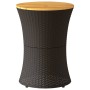 Tavolino Giardino Forma Tamburo Nero Polyrattan Legno Massello