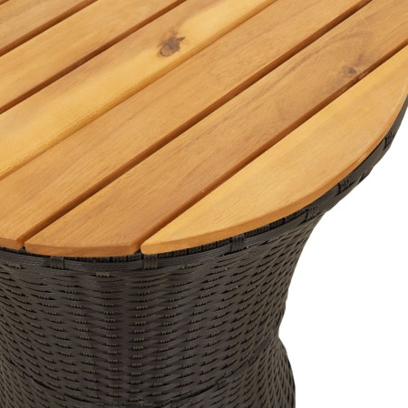 Tavolino Giardino Forma Tamburo Nero Polyrattan Legno Massello