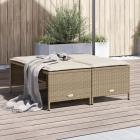 Sgabelli da Giardino con Cuscini 4 pz Beige in Polyrattan