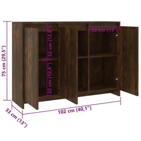 Credenza Rovere Fumo 102x33x75 cm in Truciolato