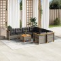 Set Divano da Giardino 9 pz con Cuscini Grigio in Polyrattan