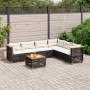 Set Divani da Giardino con Cuscini 7pz Nero Polyrattan