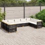 Set Divani da Giardino 9 pz con Cuscini Nero in Polyrattan