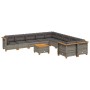 Set Divani da Giardino 11 pz con Cuscini in Polyrattan Grigio