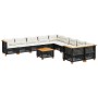 Set Divani da Giardino 11 pz con Cuscini in Polyrattan Nero