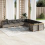 Set Divano da Giardino 10 pz con Cuscini Grigio in Polyrattan