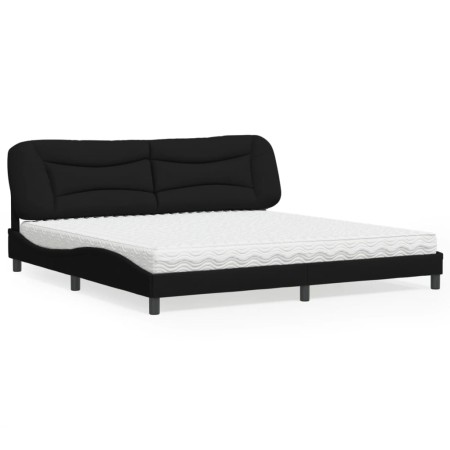 Letto con Materasso Nero 200x200 cm in Tessuto