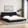 Letto con Materasso Nero 200x200 cm in Tessuto