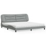 Letto con Materasso Grigio Chiaro 200x200 cm in Tessuto