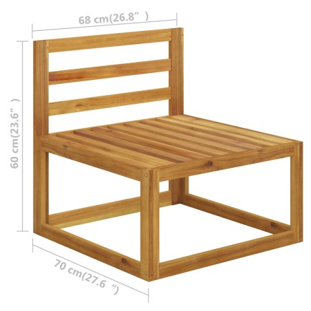 Divano Centrale Modulare Cuscini Grigio Scuro Massello Acacia