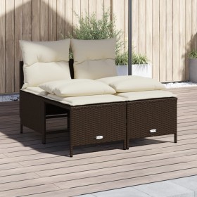 Set Divano da Giardino 4 pz con Cuscini Marrone in Polyrattan