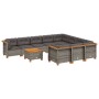 Set Divani da Giardino 11 pz con Cuscini in Polyrattan Grigio