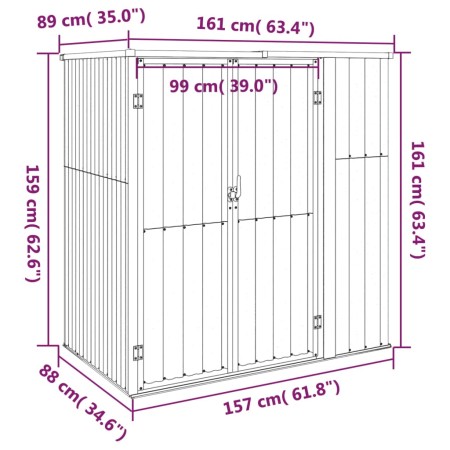 Capanno per Attrezzi Antracite 161x89x161 cm Acciaio Zincato